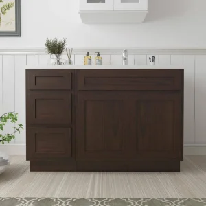 Vanity Art 45 in. W x 21 in. D x 32.5 in. H Bath Vanity Cabinet without Top in Brown