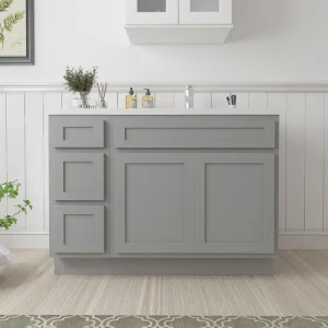 Vanity Art 45 in. W x 21 in. D x 32.5 in. H Bath Vanity Cabinet without Top in Gray