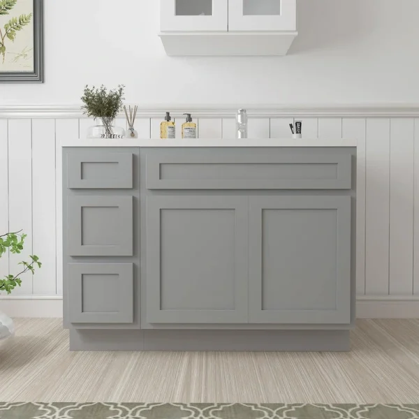 Vanity Art 45 in. W x 21 in. D x 32.5 in. H Bath Vanity Cabinet without Top in Gray