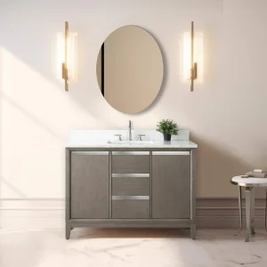 Vanity Art 48 in. W x 22 in. D x 34 in. H Single Sink Bathroom Vanity in Driftwood Gray with Engineered Marble Top