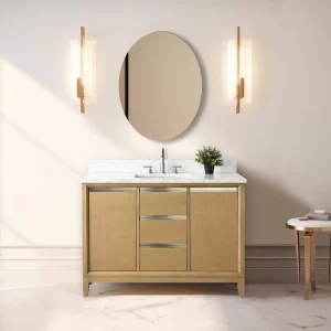 Vanity Art 48 in. W x 22 in. D x 34 in. H Single Sink Bathroom Vanity in Natural Oak with Engineered Marble Top