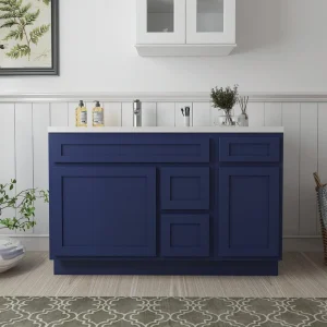 Vanity Art 51 in. W x 21 in. D x 32.5 in. H Bath Vanity Cabinet without Top in Blue T726947574