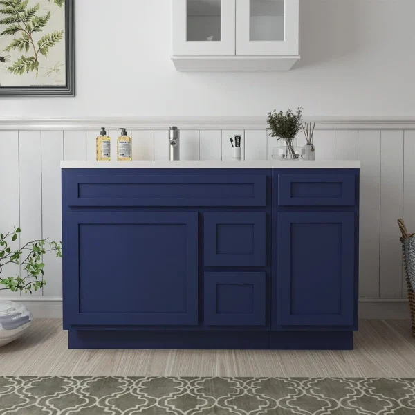 Vanity Art 51 in. W x 21 in. D x 32.5 in. H Bath Vanity Cabinet without Top in Blue T726947574