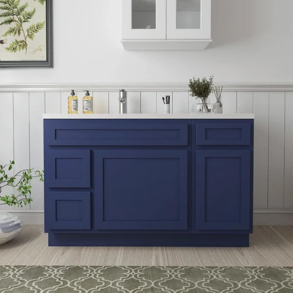 Vanity Art 51 in. W x 21 in. D x 32.5 in. H Bath Vanity Cabinet without Top in Blue T726947581