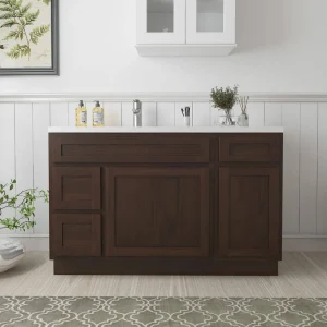 Vanity Art 51 in. W x 21 in. D x 32.5 in. H Bath Vanity Cabinet without Top in Brown T726947903