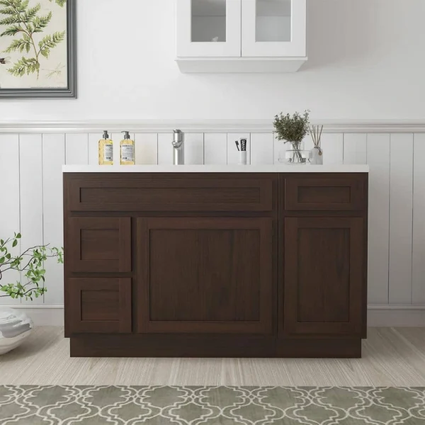 Vanity Art 51 in. W x 21 in. D x 32.5 in. H Bath Vanity Cabinet without Top in Brown T726947903