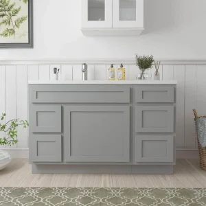 Vanity Art 51 in. W x 21 in. D x 32.5 in. H Bath Vanity Cabinet without Top in Gray T726947881