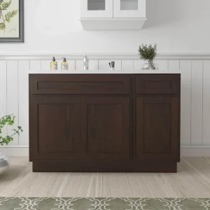 Vanity Art 54 in. W x 21 in. D x 32.5 in. H Bath Vanity Cabinet without Top in Brown