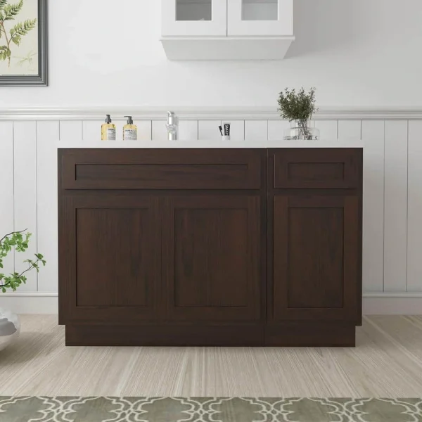 Vanity Art 54 in. W x 21 in. D x 32.5 in. H Bath Vanity Cabinet without Top in Brown