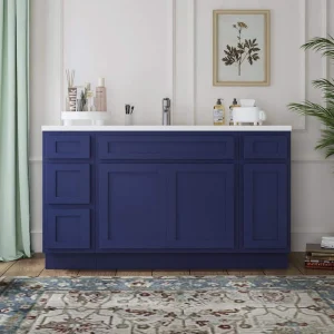 Vanity Art 57 in. W x 21 in. D x 32.5 in. H Bath Vanity Cabinet without Top in Blue T726947595