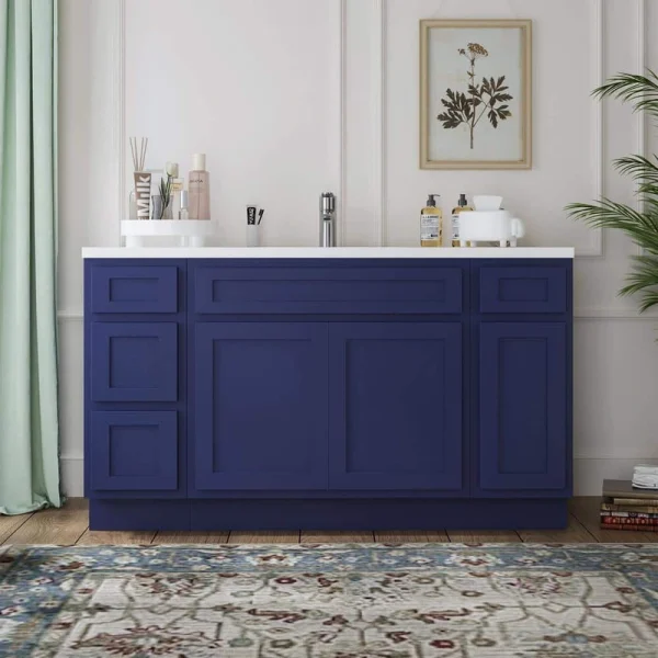 Vanity Art 57 in. W x 21 in. D x 32.5 in. H Bath Vanity Cabinet without Top in Blue T726947595