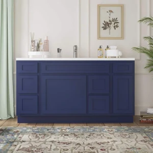 Vanity Art 60 in. W x 21 in. D x 32.5 in. H Bath Vanity Cabinet without Top in Blue T726947590