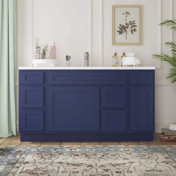 Vanity Art 60 in. W x 21 in. D x 32.5 in. H Bath Vanity Cabinet without Top in Blue T726947590