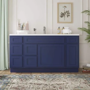 Vanity Art 60 in. W x 21 in. D x 32.5 in. H Bath Vanity Cabinet without Top in Blue T726947597