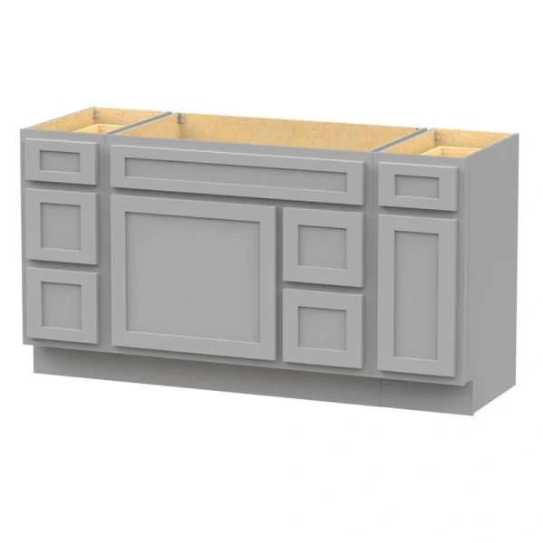 Vanity Art 60 in. W x 21 in. D x 32.5 in. H Bath Vanity Cabinet without Top in Gray T726947941