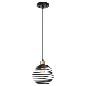 Vanity Art 60-Watt 1-Light Classic Black Plus Brass Dust Shaded Globe Single Pendant Light with Metal Shade, No Bulbs Included