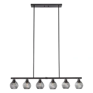 Vanity Art 60-Watt 6-Light Classic Black Shaded Globe Kitchen Island Linear Pendant Light with Metal Shade, No Bulbs Included