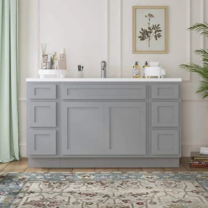 Vanity Art 63 in. W x 21 in. D x 32.5 in. H Bath Vanity Cabinet without Top in Gray T726947586