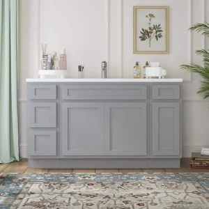 Vanity Art 63 in. W x 21 in. D x 32.5 in. H Bath Vanity Cabinet without Top in Gray T726947593