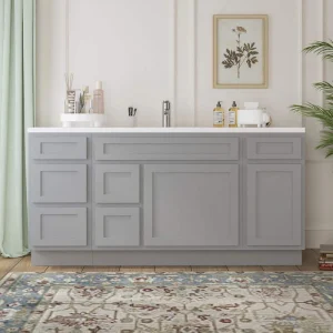 Vanity Art 66 in. W x 21 in. D x 32.5 in. H Bath Vanity Cabinet without Top in Gray T726947873