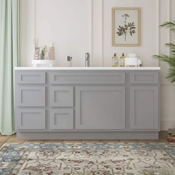 Vanity Art 66 in. W x 21 in. D x 32.5 in. H Bath Vanity Cabinet without Top in Gray T726947873