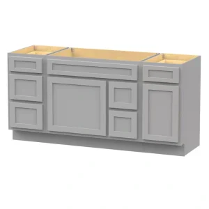 Vanity Art 66 in. W x 21 in. D x 32.5 in. H Bath Vanity Cabinet without Top in Gray T726947942