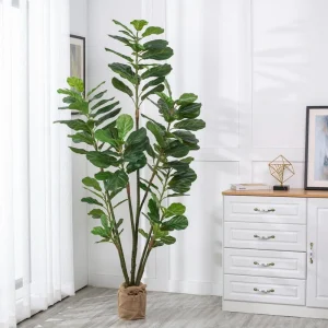 Vanity Art 82 .68 in. H Artificial Fiddle Leaf Fig Plant in Pot (Set of 2)