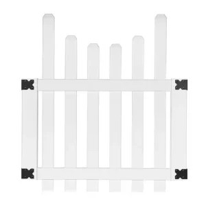 Veranda 3-1/2 ft. W x 4 ft. H White Vinyl Glendale Scalloped Top Spaced Picket Fence Gate with 3 in. Dog Ear Pickets