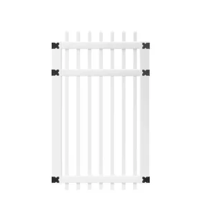 Veranda 3-1/2 ft. W x 6 ft. H White Vinyl Manchester Spaced Picket Fence Gate