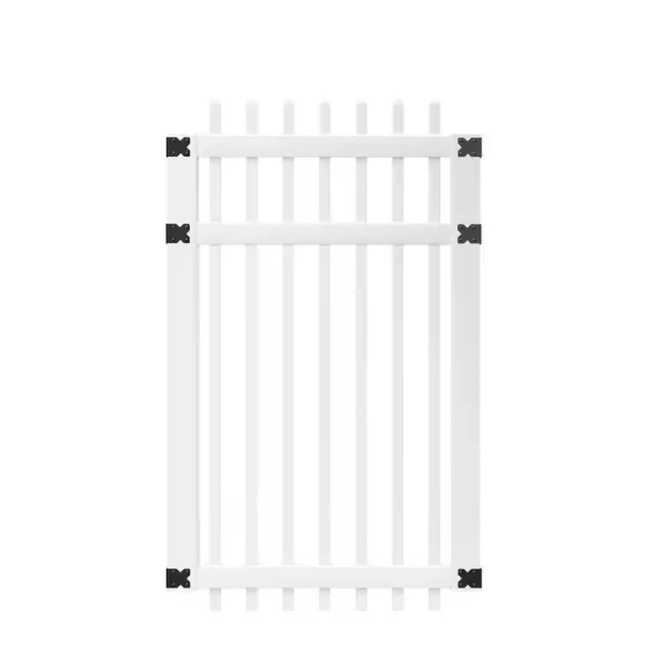 Veranda 3-1/2 ft. W x 6 ft. H White Vinyl Manchester Spaced Picket Fence Gate