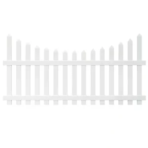 Veranda Glendale 4 ft. H x 8 ft. W White Vinyl Scalloped Top Spaced Picket Fence Panel with 3 in. Unassembled Pointed Pickets
