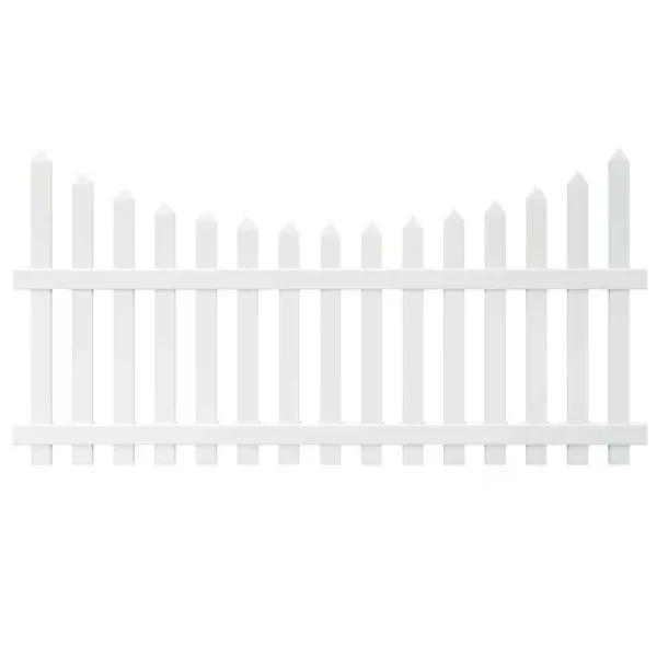 Veranda Glendale 4 ft. H x 8 ft. W White Vinyl Scalloped Top Spaced Picket Fence Panel with 3 in. Unassembled Pointed Pickets