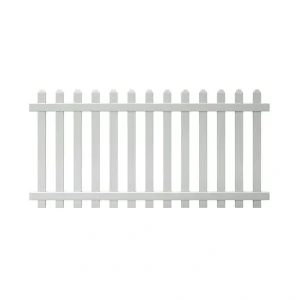 Veranda Glendale 4 ft. H x 8 ft. W White Vinyl Spaced Picket Unassembled Fence Panel with Dog Ear Pickets