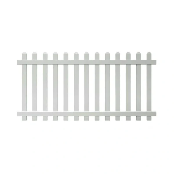 Veranda Glendale 4 ft. H x 8 ft. W White Vinyl Spaced Picket Unassembled Fence Panel with Dog Ear Pickets