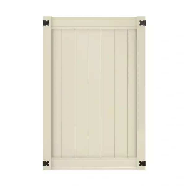 Veranda Pro Series 4 ft. W x 6 ft. H Tan Vinyl Woodbridge Privacy Fence Gate