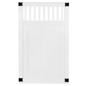 Veranda Pro Series 4 ft. W x 6 ft. H White Vinyl Woodbridge Closed Picket Top Privacy Fence Gate