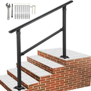 VEVOR Double column handrail 5.67-ft x 33-in Wrought Iron Metal Deck Stair Rail Kit