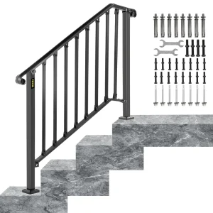 VEVOR Handrails Stair Railing 2-ft x 38-in Black Steel Deck Stair Rail Kit T726915161