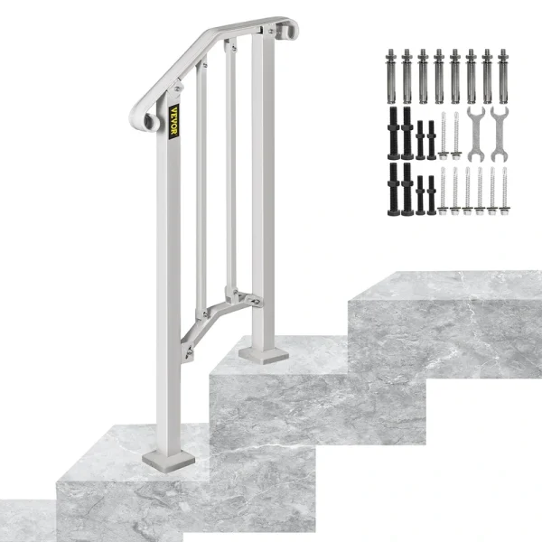 VEVOR Handrails Stair Railing 2-ft x 38-in White Steel Deck Stair Rail Kit