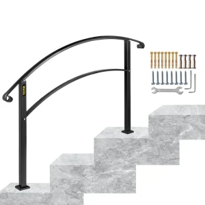 VEVOR Handrails Stair Railing 2-ft x 42-in Black Steel Deck Stair Rail Kit T726915509