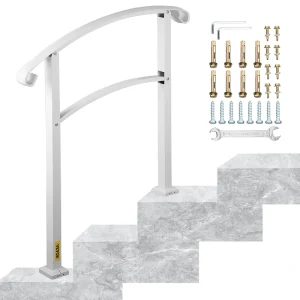 VEVOR Handrails Stair Railing 2-ft x 42-in White Steel Deck Stair Rail Kit T726915459