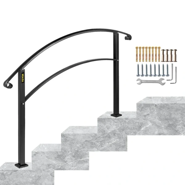 VEVOR Handrails Stair Railing 3-ft x 42-in Black Steel Deck Stair Rail Kit