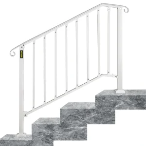 VEVOR Handrails Stair Railing 4-ft x 38-in White Steel Deck Stair Rail Kit