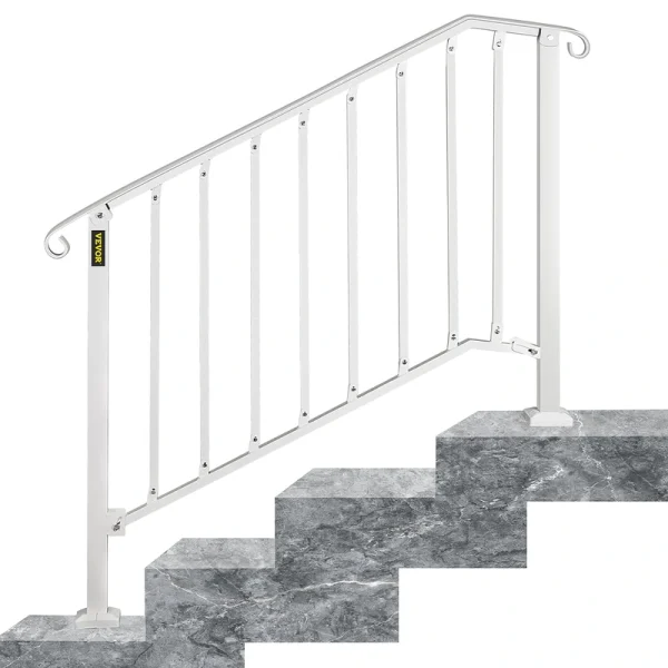VEVOR Handrails Stair Railing 4-ft x 38-in White Steel Deck Stair Rail Kit