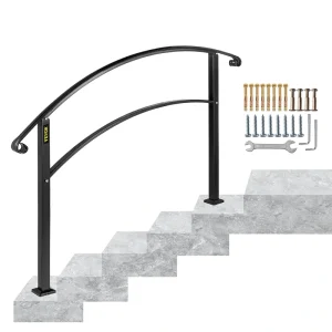 VEVOR Handrails Stair Railing 4-ft x 42-in Black Steel Deck Stair Rail Kit