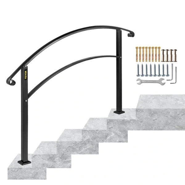 VEVOR Handrails Stair Railing 4-ft x 42-in Black Steel Deck Stair Rail Kit