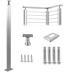VEVOR railing post 3.5-ft x 1.97-in Stainless Steel Deck Stair Rail Kit T726915611