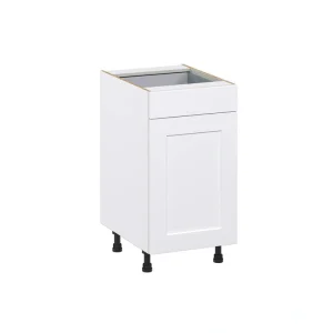 Wallace 18 in. W x 34.5 in. H x 24 in. D Painted White Shaker Assembled 2 Waste Bin Pullout and 1-Drawer Kitchen Cabinet