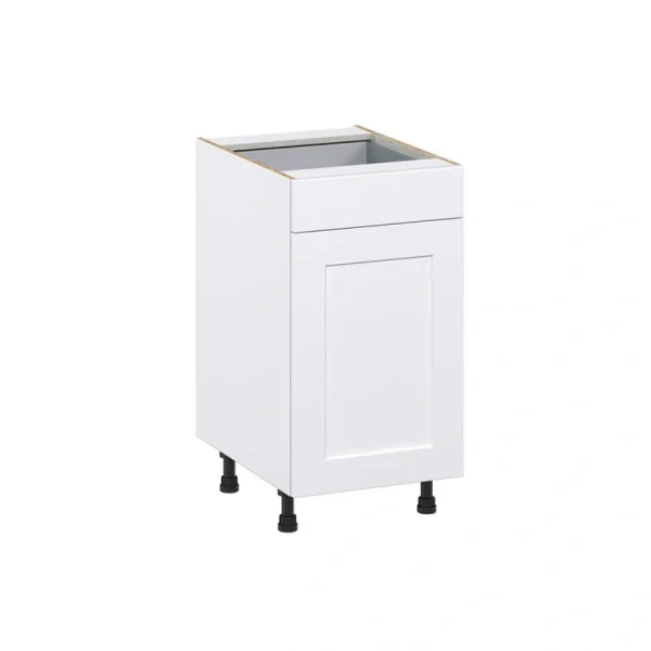 Wallace 18 in. W x 34.5 in. H x 24 in. D Painted White Shaker Assembled 2 Waste Bin Pullout and 1-Drawer Kitchen Cabinet