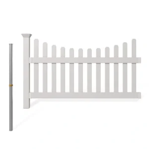 WamBam Fence 3.5 ft. H x 6 ft. W Permanent All American Vinyl Picket Fence Panel Kit with No-Dig Anchor and Cap